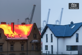 porównanie utraty ciepła w budynku